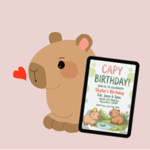 Kawaii Capybara Verjaardag Kaart