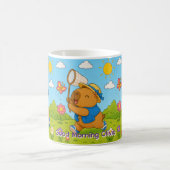 Kawaii Capybara Vlinder Custom Naam Mok (Center)