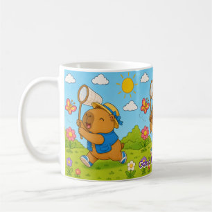 Kawaii Capybara Vlinder Custom Naam Mok