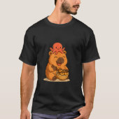 Kawaii Capybara with Octopus Eating Takoyaki Japan T-shirt (Voorkant)