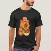 Kawaii Capybara with Octopus Eating Takoyaki Japan T-shirt (Voorkant)