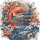 Kawaii Carp Dragon Gate Sticker (Voorkant)
