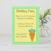 Kawaii Carrot Birthday Party Kaart (Staand voorkant)