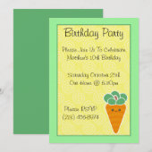 Kawaii Carrot Birthday Party Kaart (Voorkant / Achterkant)