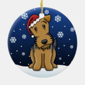 Kawaii Cartoon Airedale Terrier met kerstversierin Keramisch Ornament (Achterkant)