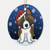 Kawaii Cartoon Akita kerstversiering Keramisch Ornament (Links)