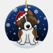 Kawaii Cartoon Akita kerstversiering Keramisch Ornament (Achterkant)
