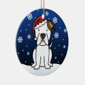 Kawaii Cartoon American Bulldog Kerstmis Keramisch Ornament (Rechts)