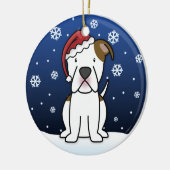 Kawaii Cartoon American Bulldog Kerstmis Keramisch Ornament (Links)
