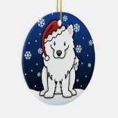 Kawaii Cartoon American Eskimo Dog Kerstmis Keramisch Ornament (Rechts)