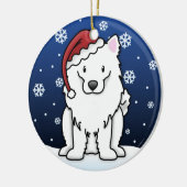 Kawaii Cartoon American Eskimo Dog Kerstmis Keramisch Ornament (Links)