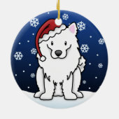 Kawaii Cartoon American Eskimo Dog Kerstmis Keramisch Ornament (Achterkant)