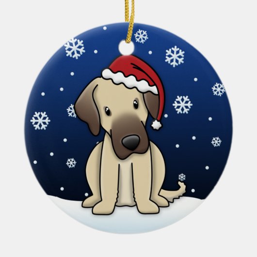 Kawaii Cartoon Anatolian Shepherd Dog Kerstmis Keramisch Ornament (Voorkant)