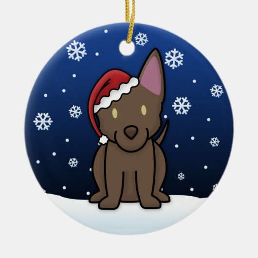 Kawaii Cartoon Australian Kelpie Kerstmis Keramisch Ornament (Voorkant)