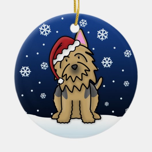 Kawaii Cartoon Australian Terrier Kerstmis Keramisch Ornament (Voorkant)