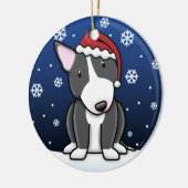 Kawaii Cartoon B&W Bull Terrier Kerstmis Keramisch Ornament (Links)