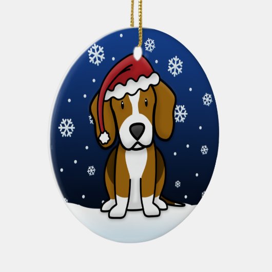 Kawaii Cartoon Beagle Kerstmis Keramisch Ornament (Rechts)