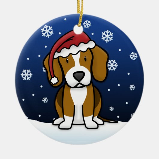 Kawaii Cartoon Beagle Kerstmis Keramisch Ornament (Voorkant)
