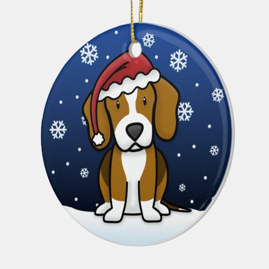 Kawaii Cartoon Beagle Kerstmis Keramisch Ornament (Links)