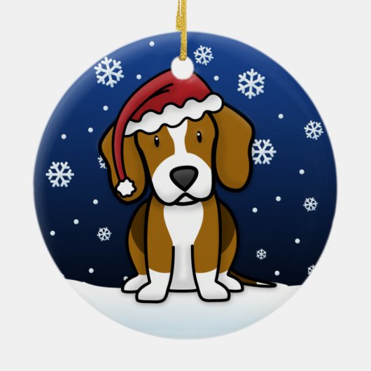 Kawaii Cartoon Beagle Kerstmis Keramisch Ornament (Achterkant)