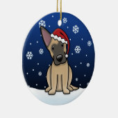Kawaii Cartoon Belgische Malinois Kerstmis Keramisch Ornament (Rechts)