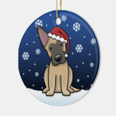 Kawaii Cartoon Belgische Malinois Kerstmis Keramisch Ornament (Links)