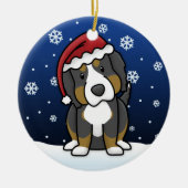 Kawaii Cartoon Bernese Mountain Dog Kerstmis Keramisch Ornament (Voorkant)