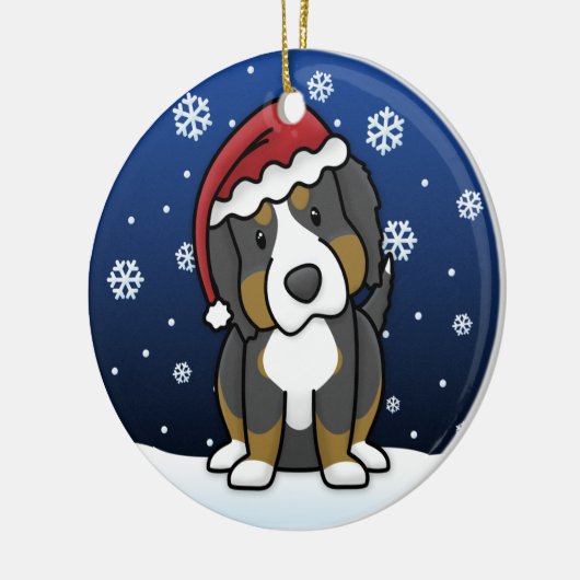 Kawaii Cartoon Bernese Mountain Dog Kerstmis Keramisch Ornament (Links)