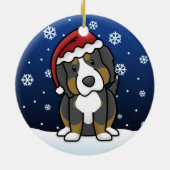Kawaii Cartoon Bernese Mountain Dog Kerstmis Keramisch Ornament (Achterkant)