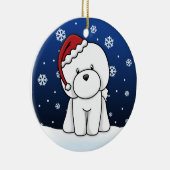 Kawaii Cartoon Bichon Frise kerstversiering Keramisch Ornament (Rechts)