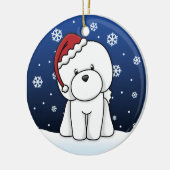 Kawaii Cartoon Bichon Frise kerstversiering Keramisch Ornament (Links)