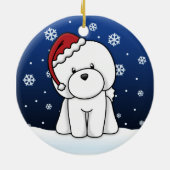 Kawaii Cartoon Bichon Frise kerstversiering Keramisch Ornament (Achterkant)