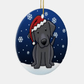 Kawaii Cartoon Black Lab Kerstmis Keramisch Ornament (Rechts)