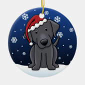 Kawaii Cartoon Black Lab Kerstmis Keramisch Ornament (Voorkant)