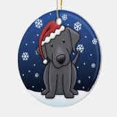Kawaii Cartoon Black Lab Kerstmis Keramisch Ornament (Links)