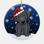 Kawaii Cartoon Black Lab Kerstmis Keramisch Ornament (Achterkant)