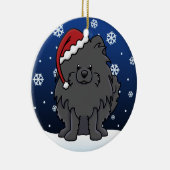 Kawaii Cartoon Black Pomeranian Keramisch Ornament (Rechts)