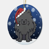 Kawaii Cartoon Black Pomeranian Keramisch Ornament (Links)