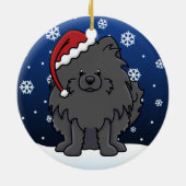 Kawaii Cartoon Black Pomeranian Keramisch Ornament (Achterkant)