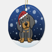 Kawaii Cartoon Black & Tan Coonhound Kerstmis Keramisch Ornament (Links)