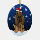 Kawaii Cartoon Bloodhound Kerstmis Keramisch Ornament (Rechts)