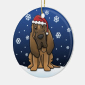Kawaii Cartoon Bloodhound Kerstmis Keramisch Ornament (Links)