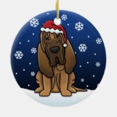 Kawaii Cartoon Bloodhound Kerstmis Keramisch Ornament (Achterkant)