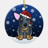 Kawaii Cartoon Blue Heeler kerstversiering Keramisch Ornament (Voorkant)