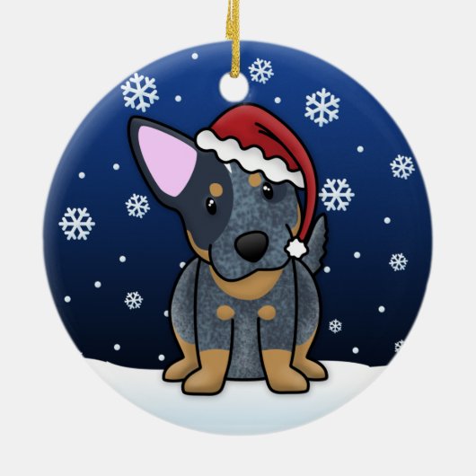 Kawaii Cartoon Blue Heeler kerstversiering Keramisch Ornament (Achterkant)
