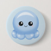 Kawaii Cartoon Blue Octopus Ronde Button 7,6 Cm (Voorkant)