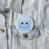 Kawaii Cartoon Blue Octopus Ronde Button 7,6 Cm (In situ)