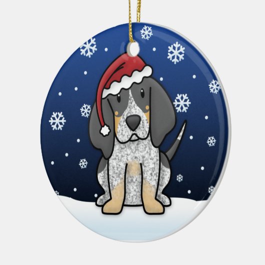 Kawaii Cartoon Bluetick Coonhound Kerstmis Keramisch Ornament (Links)