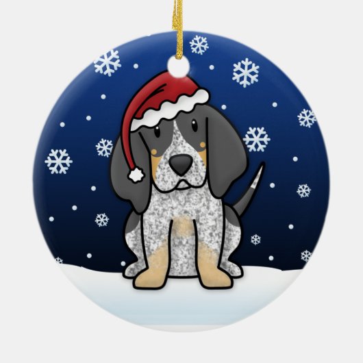 Kawaii Cartoon Bluetick Coonhound Kerstmis Keramisch Ornament (Achterkant)