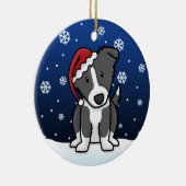 Kawaii Cartoon Border Collie Kerstmis Keramisch Ornament (Rechts)